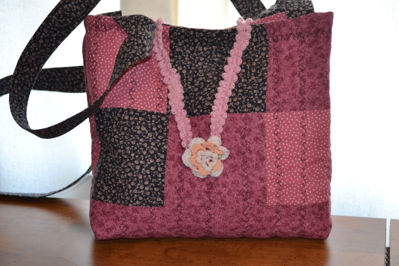 Quilted Patchwork bag with my crocheted closure